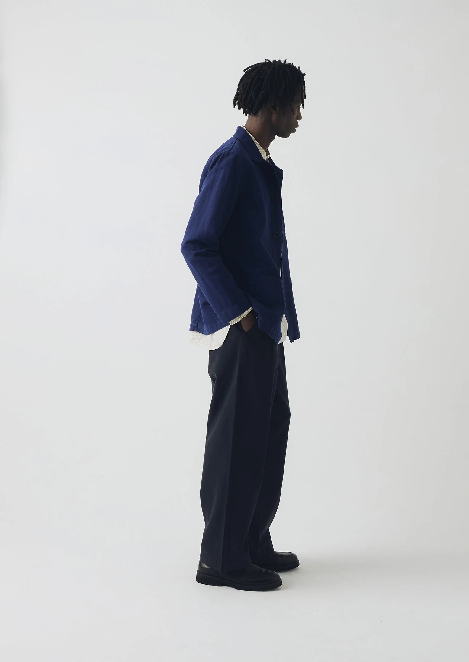 Arlo Garment Dyed Herringbone Jacket | Dark Indigo - Image 3