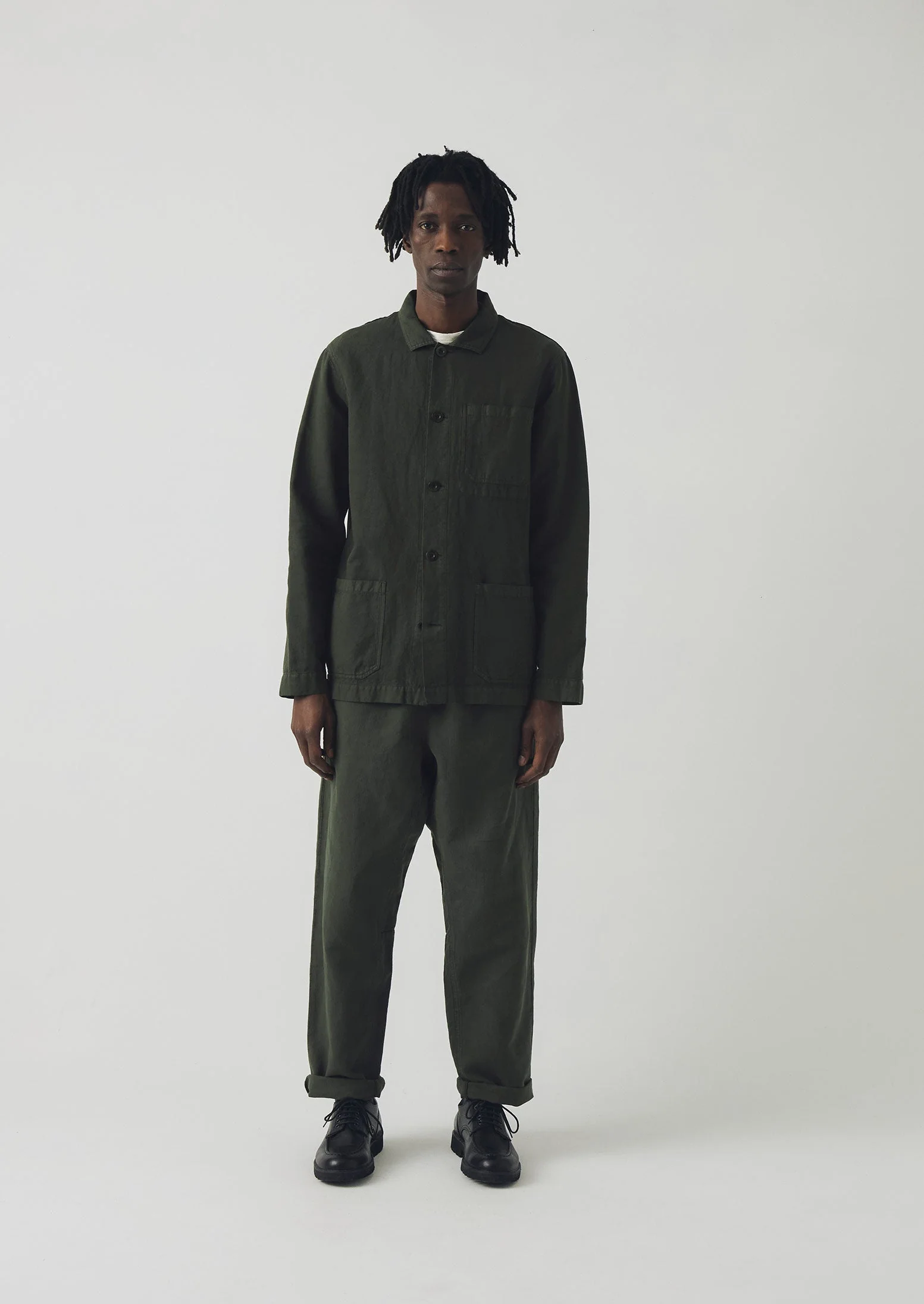 Arlo Garment Dyed Herringbone Jacket | Dark Moss - Image 3