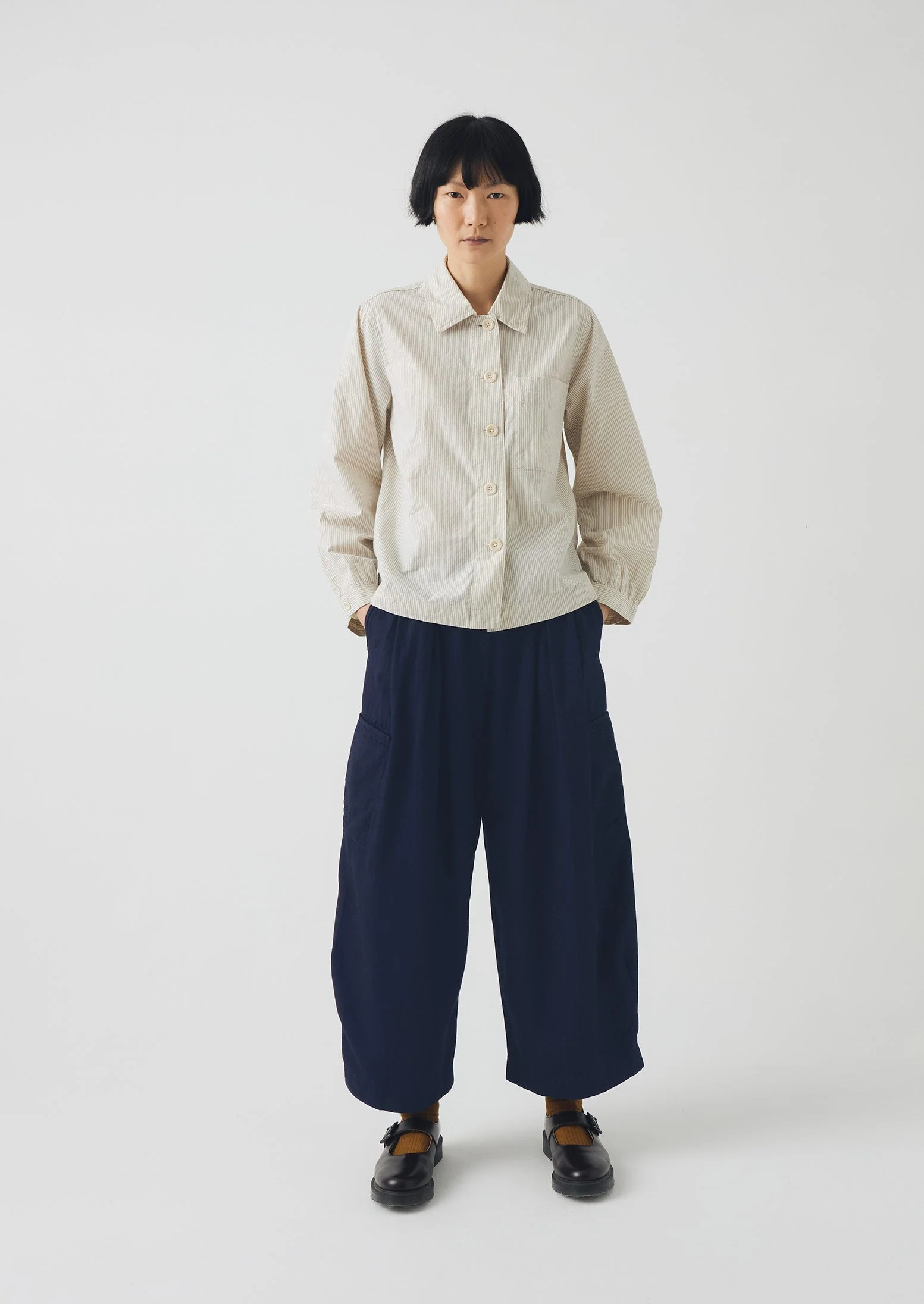 Baya Patch Pocket Stripe Organic Cotton Shirt | Sunwashed Blue - Image 3