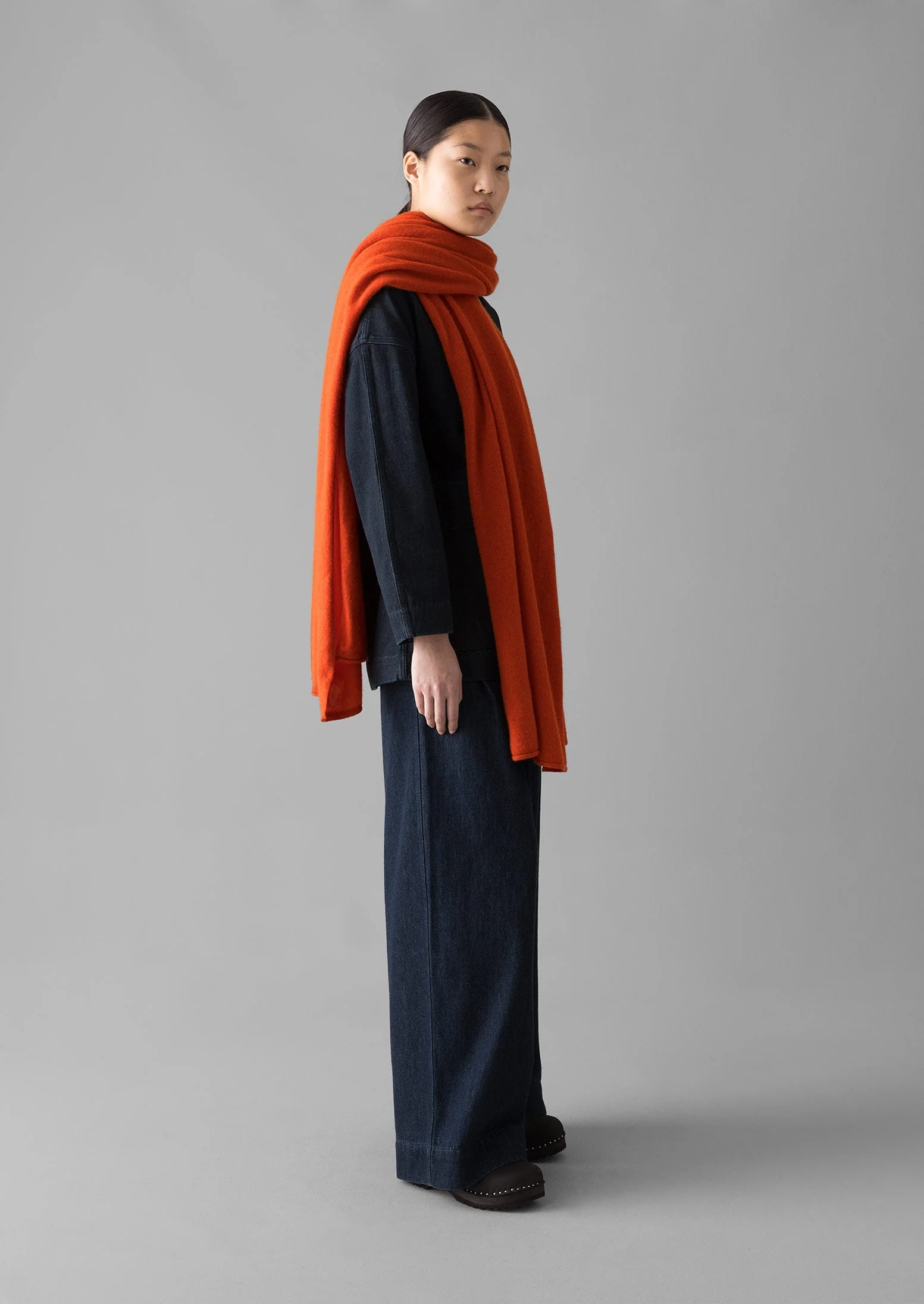 Cashmere Wool Wrap Scarf | Pumpkin - Image 3