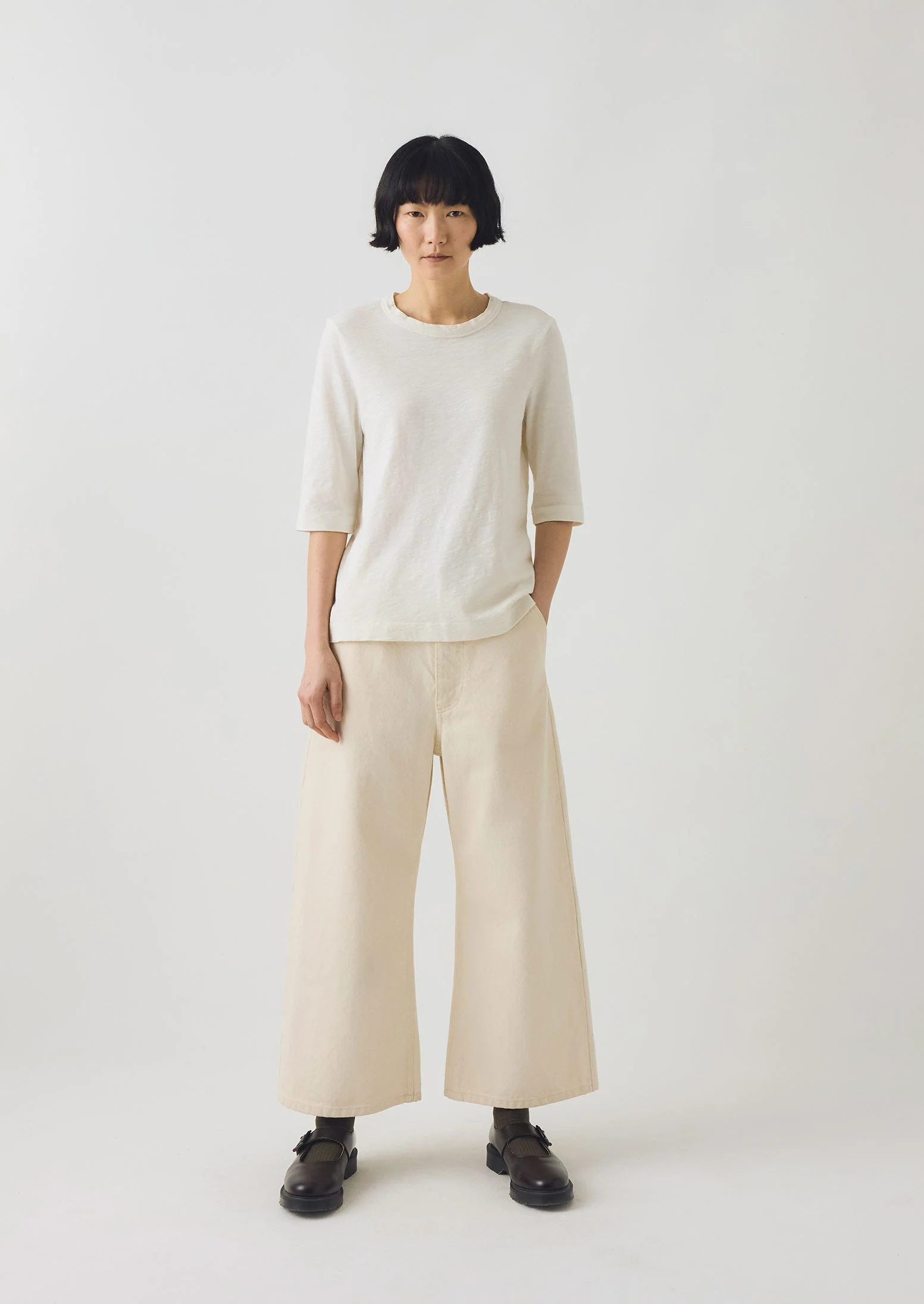 Cleo Garment Dyed Organic Cotton Tee | Chalk - Image 3