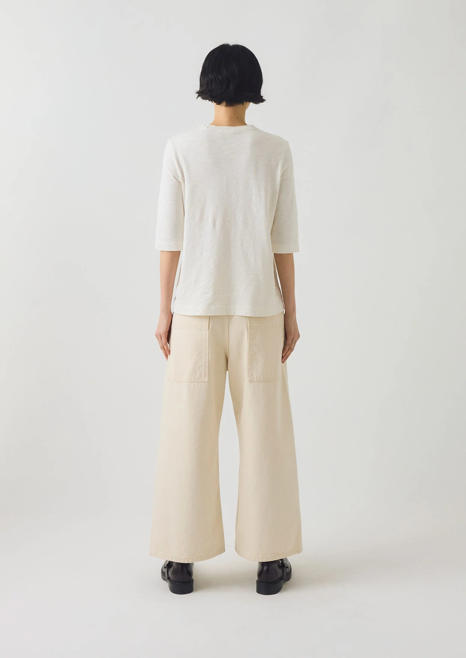 Cleo Garment Dyed Organic Cotton Tee | Chalk - Image 4