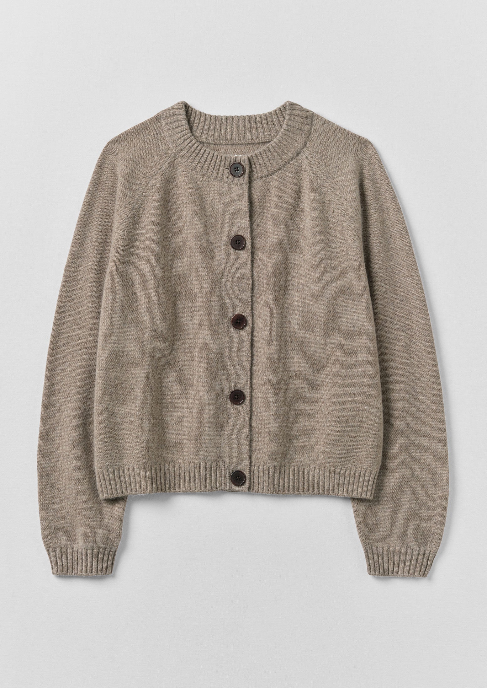 Eden Wool Cashmere Raglan Cardigan | Linseed - Image 5