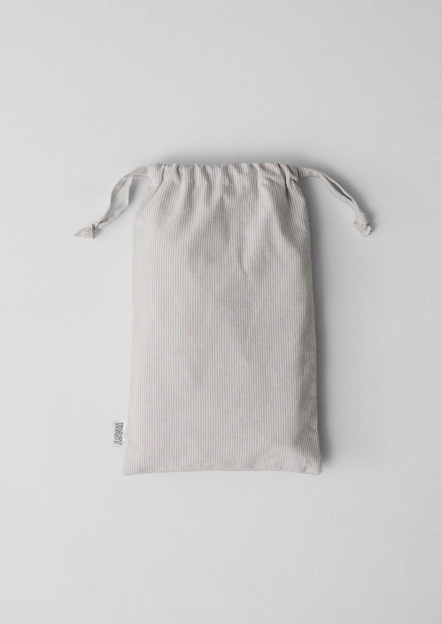 Fine Stripe Cotton Housewife Pillowcase | Ecru/Smoke Blue - Image 5