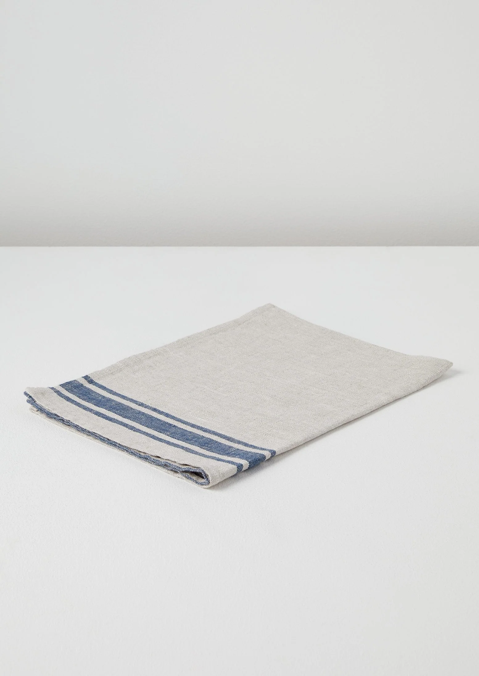 Irregular Stripe Linen Tea Towel | Natural/Blue - Image 3