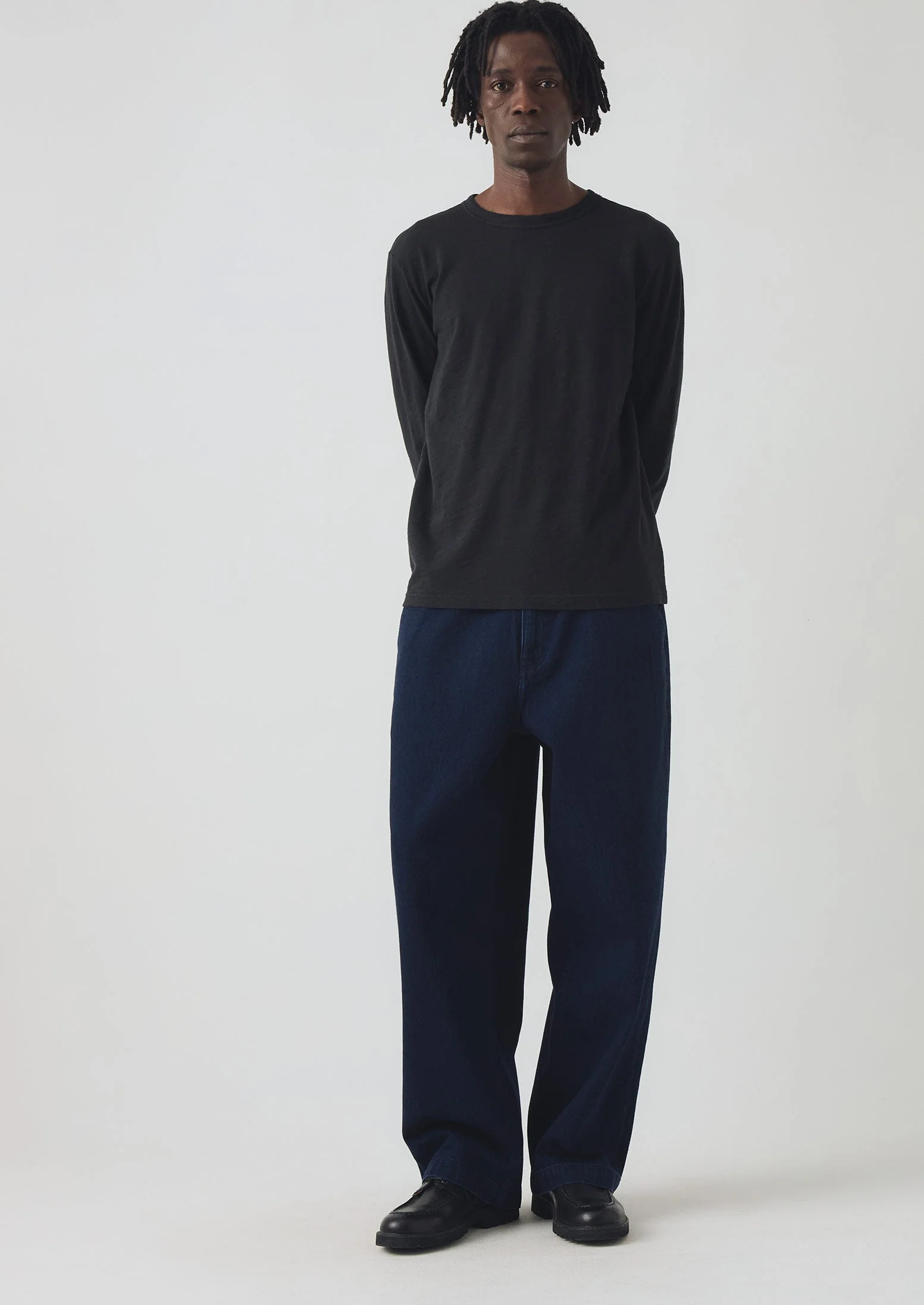 Japanese Denim Wide Leg Trousers | Indigo - Image 4