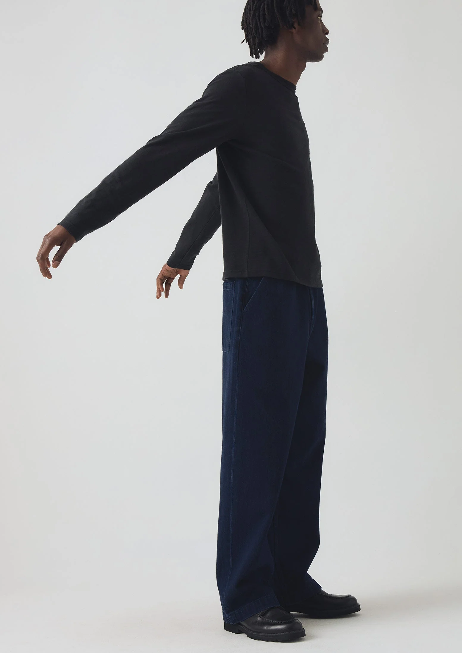 Japanese Denim Wide Leg Trousers | Indigo - Image 5