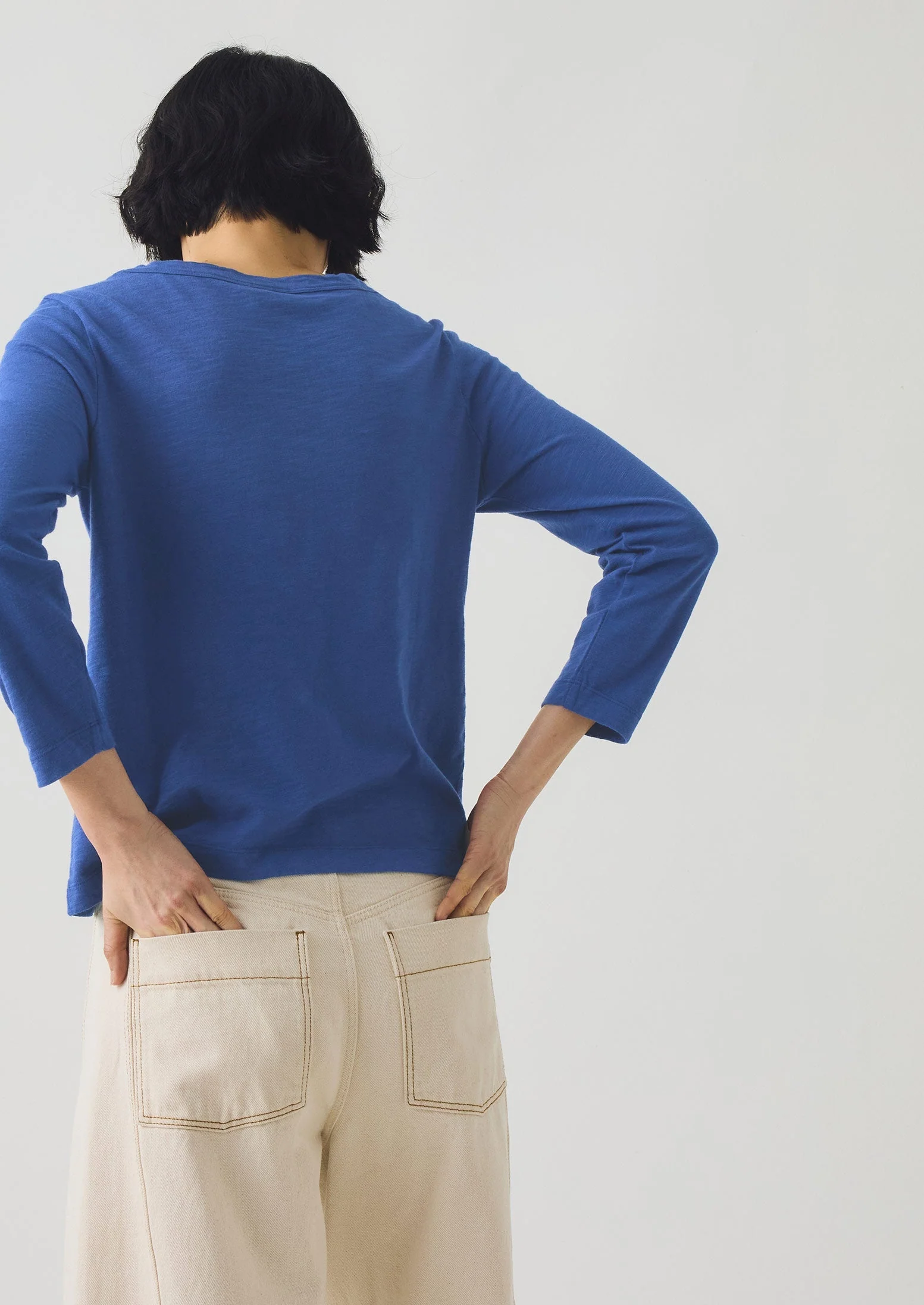 Lia Cotton Boat Neck Tee | Cobalt - Image 4