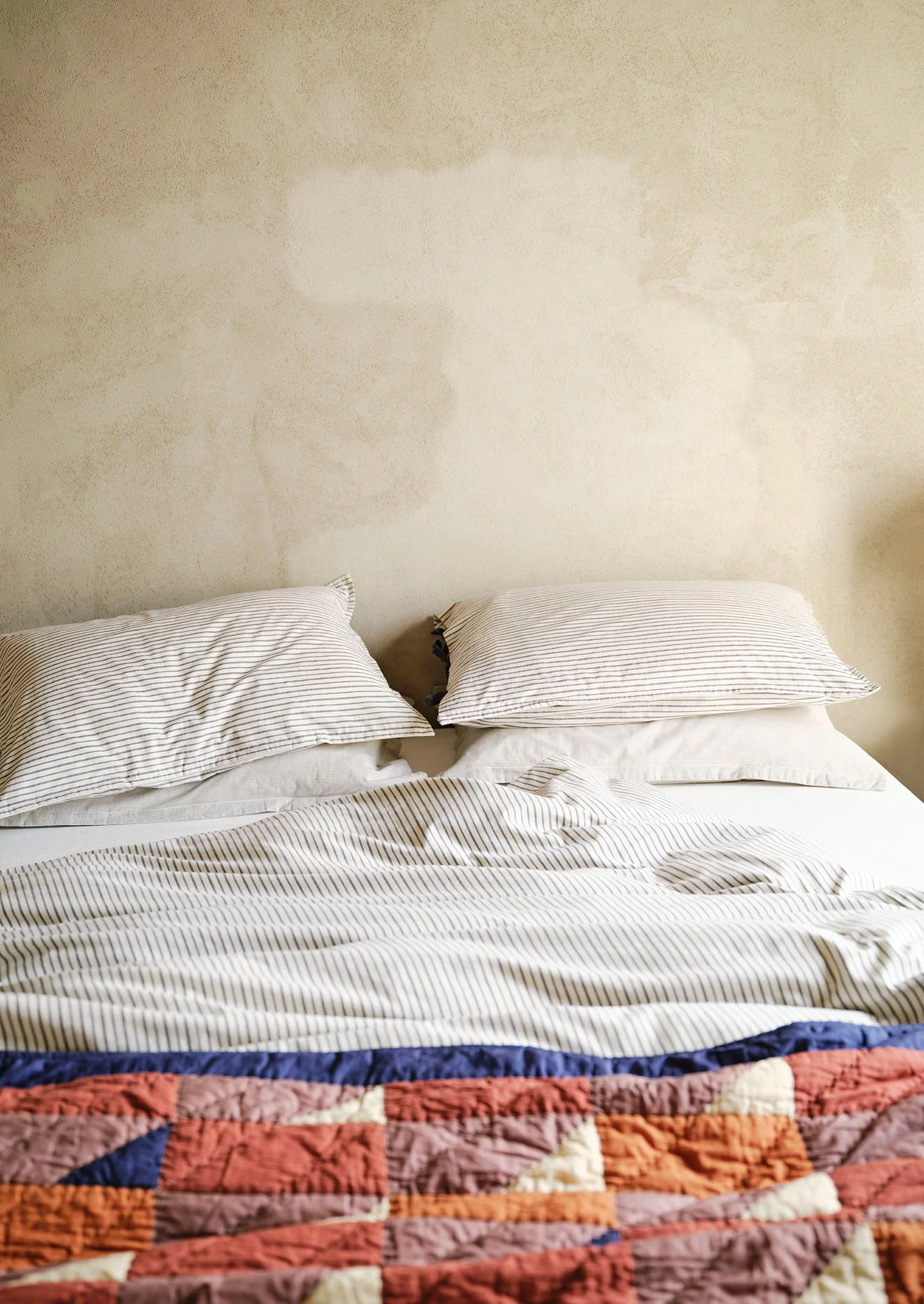 Pyjama Stripe Cotton Duvet Cover | Navy/Ecru - Image 3