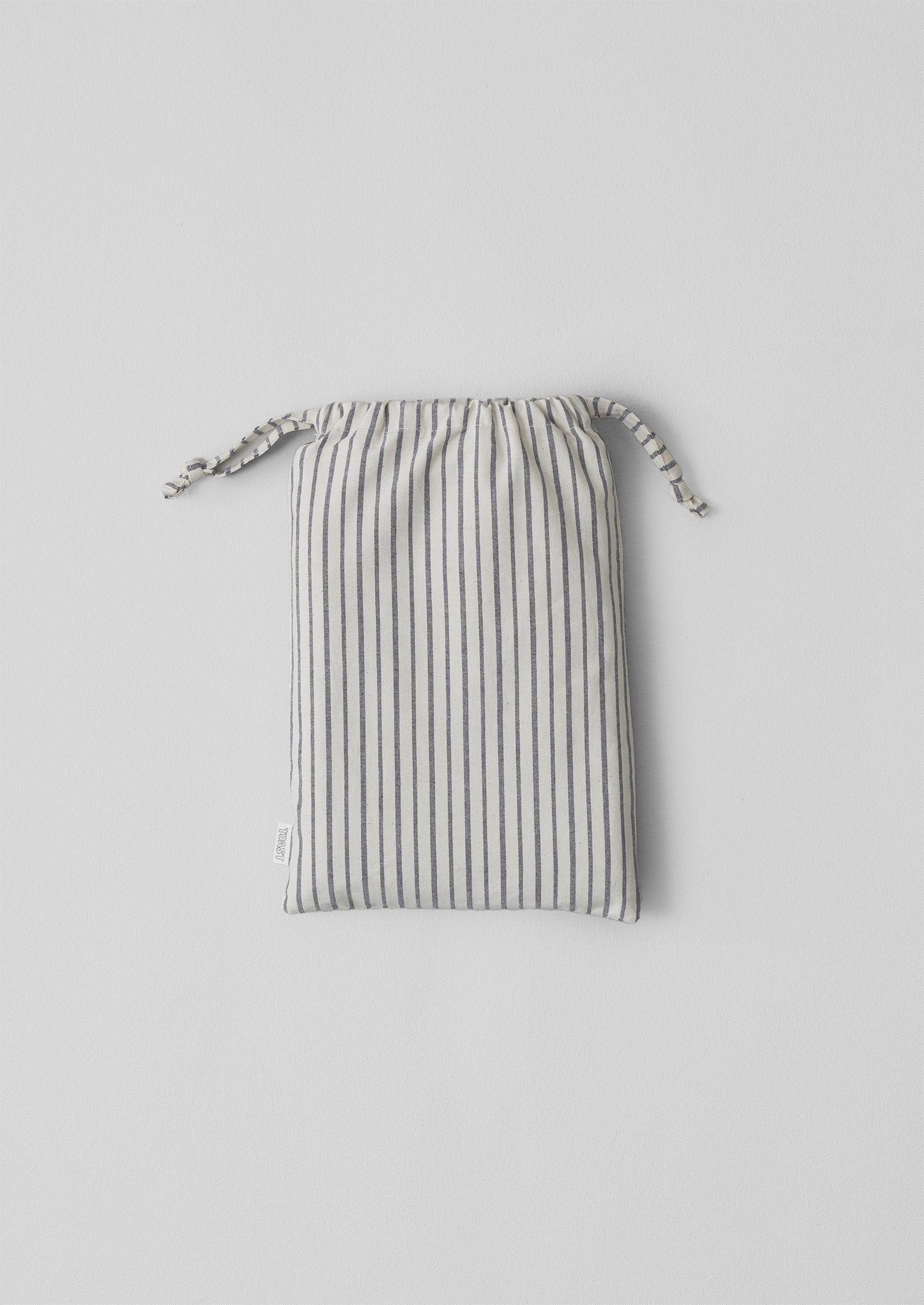 Pyjama Stripe Cotton Oxford Pillowcase | Navy/Ecru - Image 3