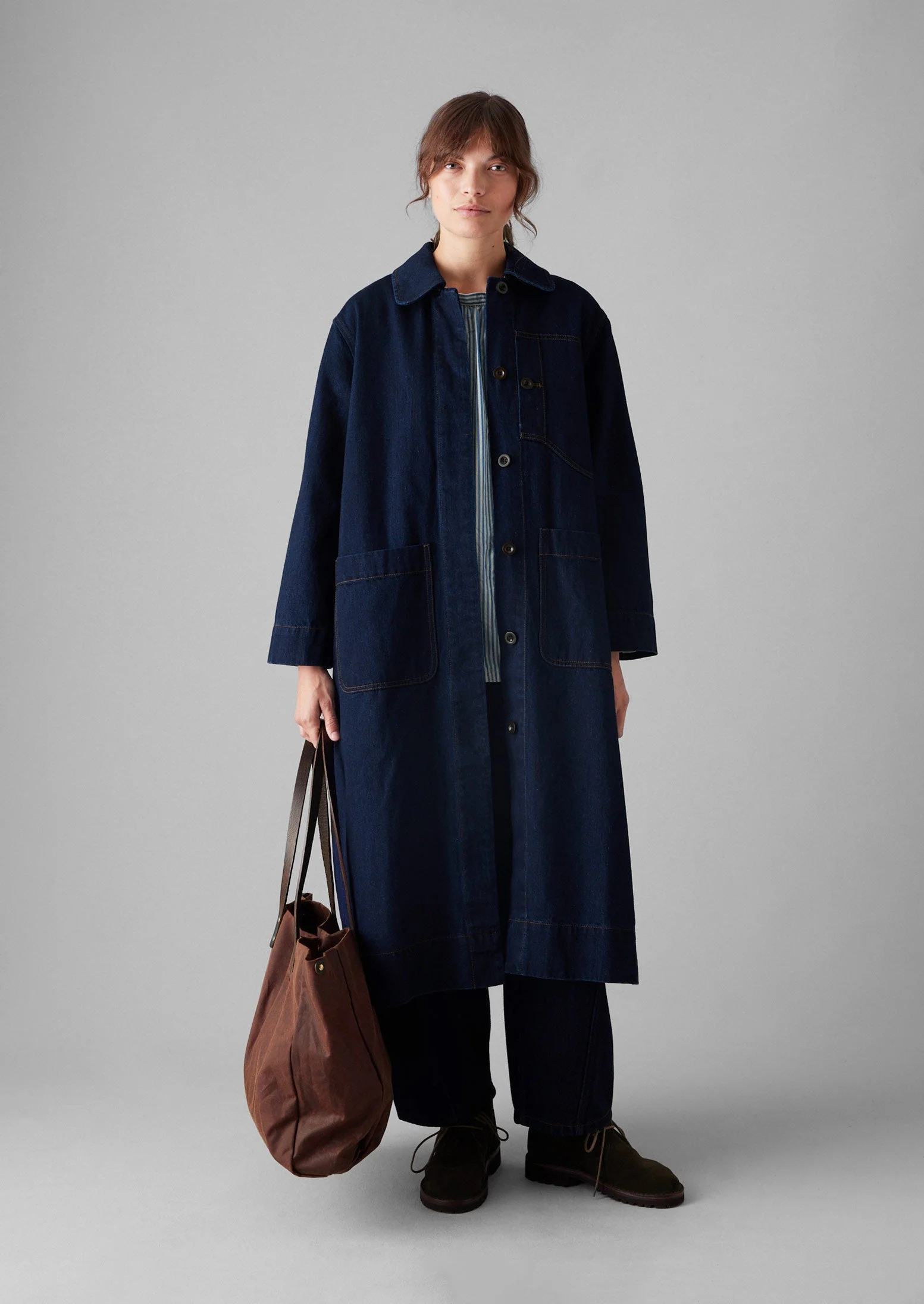 Patch Pocket Japanese Denim Coat | Indigo - Image 5