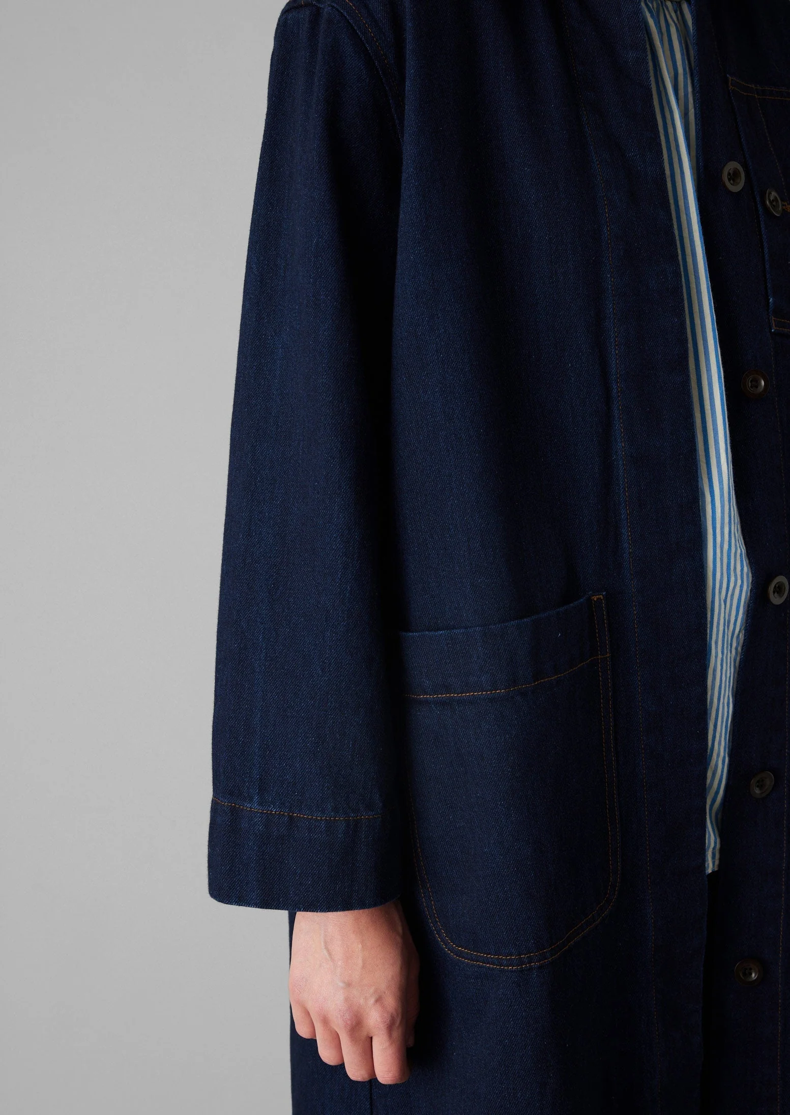 Patch Pocket Japanese Denim Coat | Indigo - Image 6