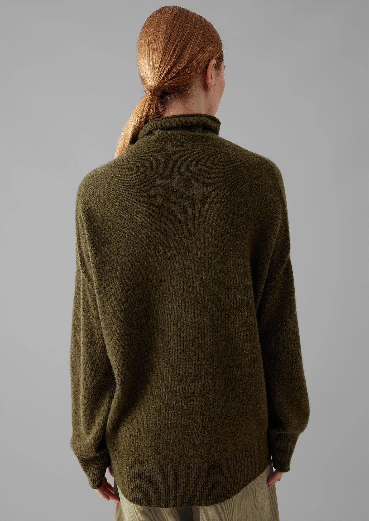 Roll Neck Wool Cashmere Sweater | Olive - Image 4