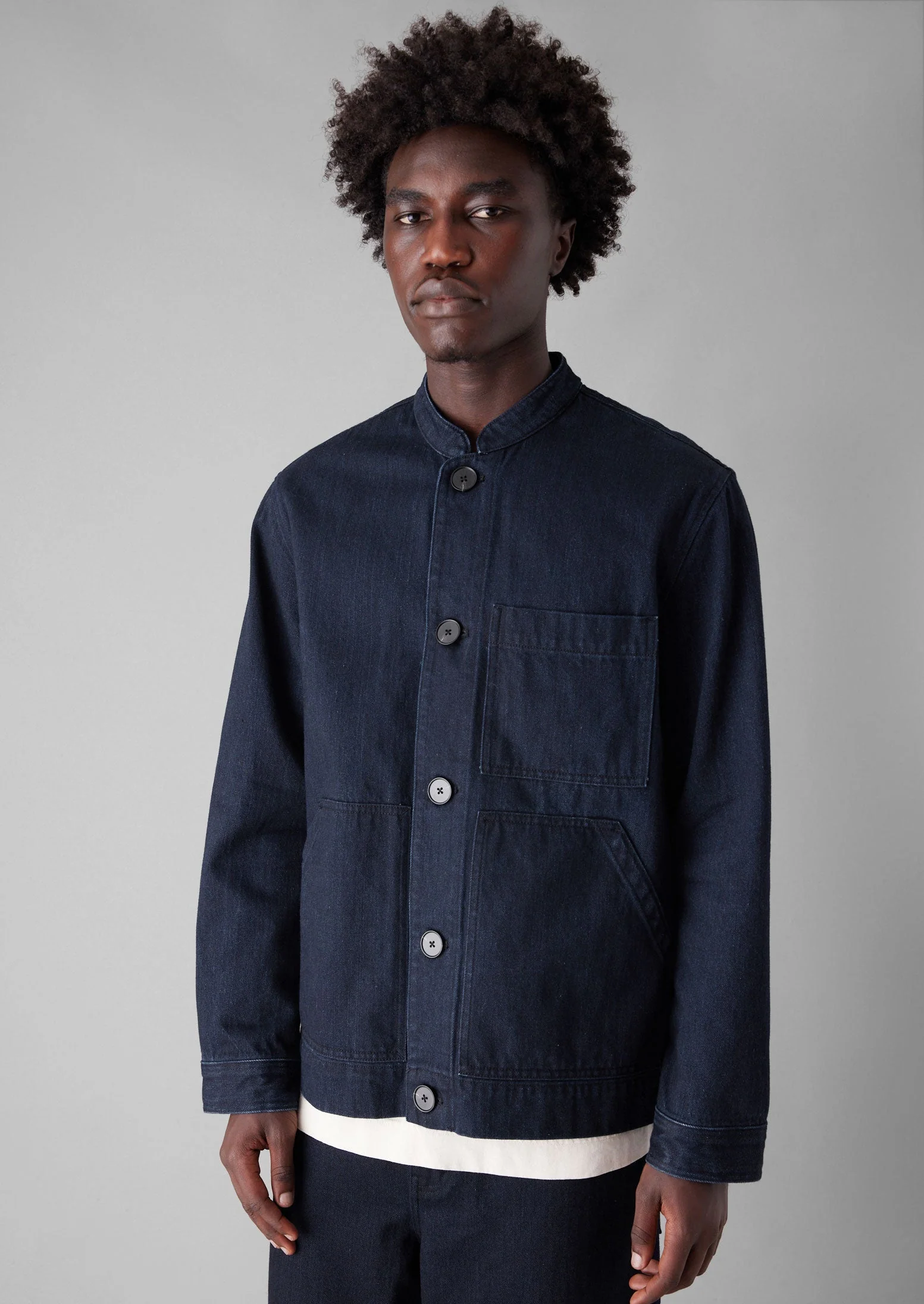 Stand Collar Japanese Denim Jacket | Indigo - Image 6