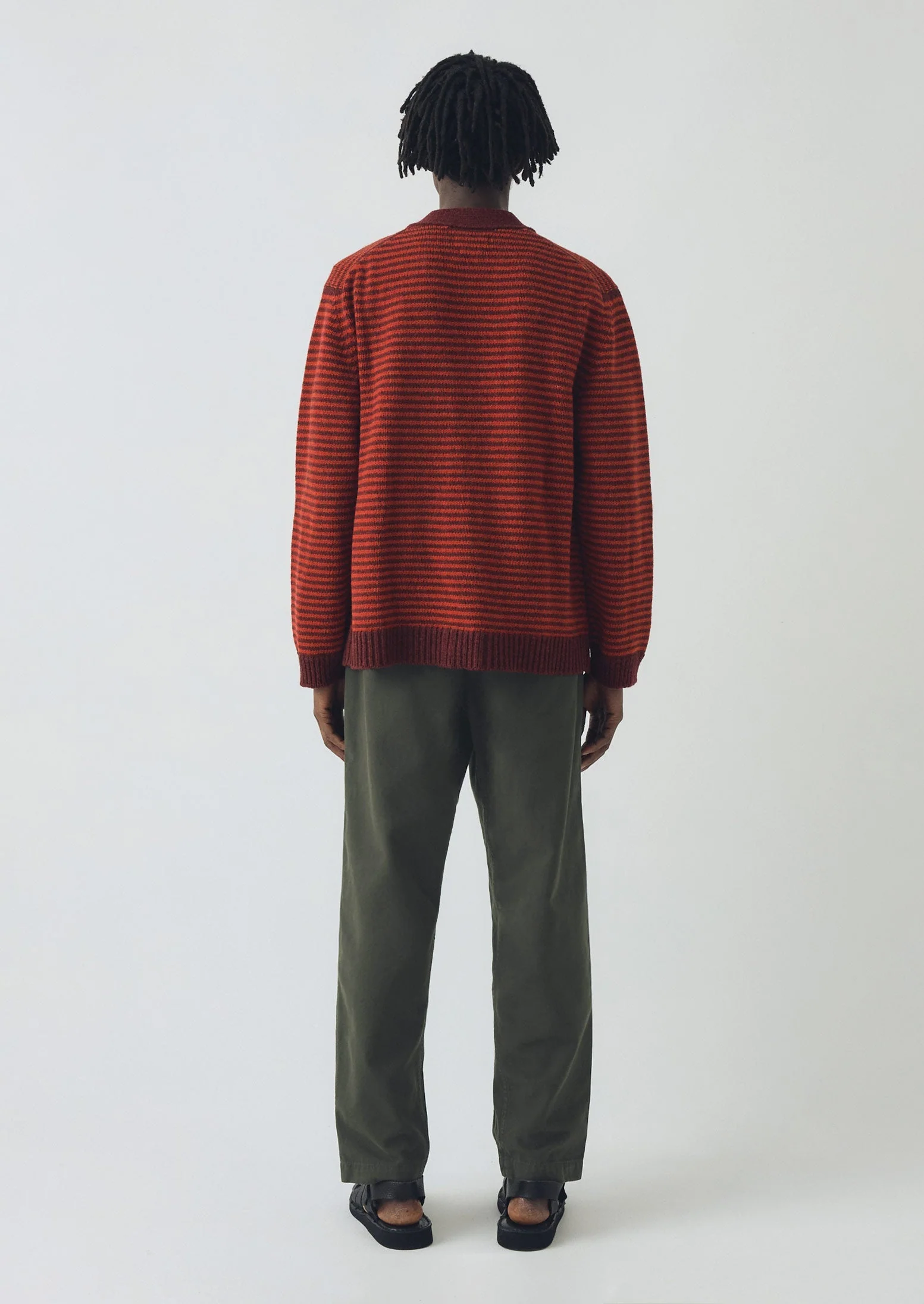 Striped Wool Cardigan | Cardinal Red/Plum - Image 5