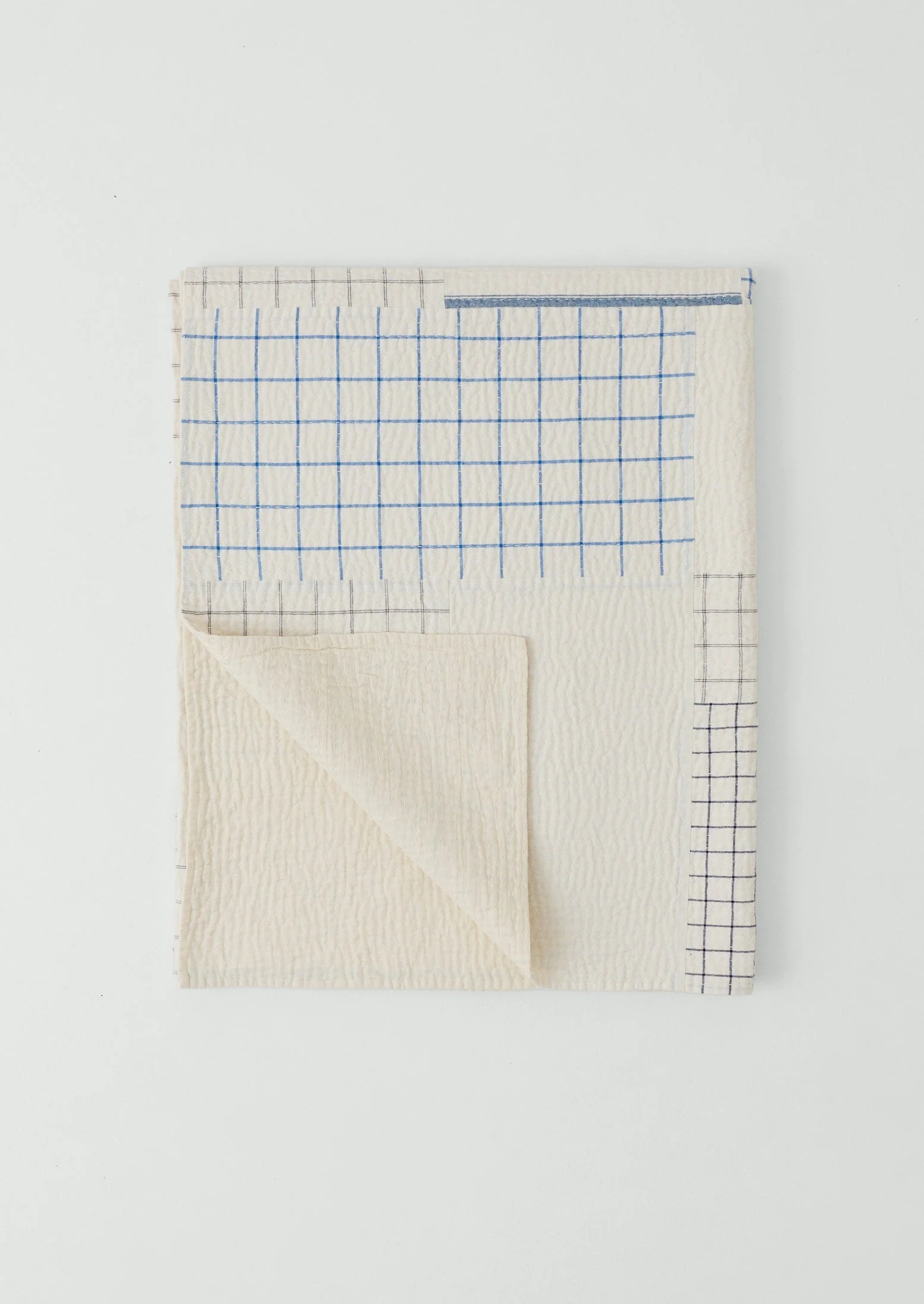 Tea Towel Check Patchwork Bedspread | Ecru/Multi - Image 5