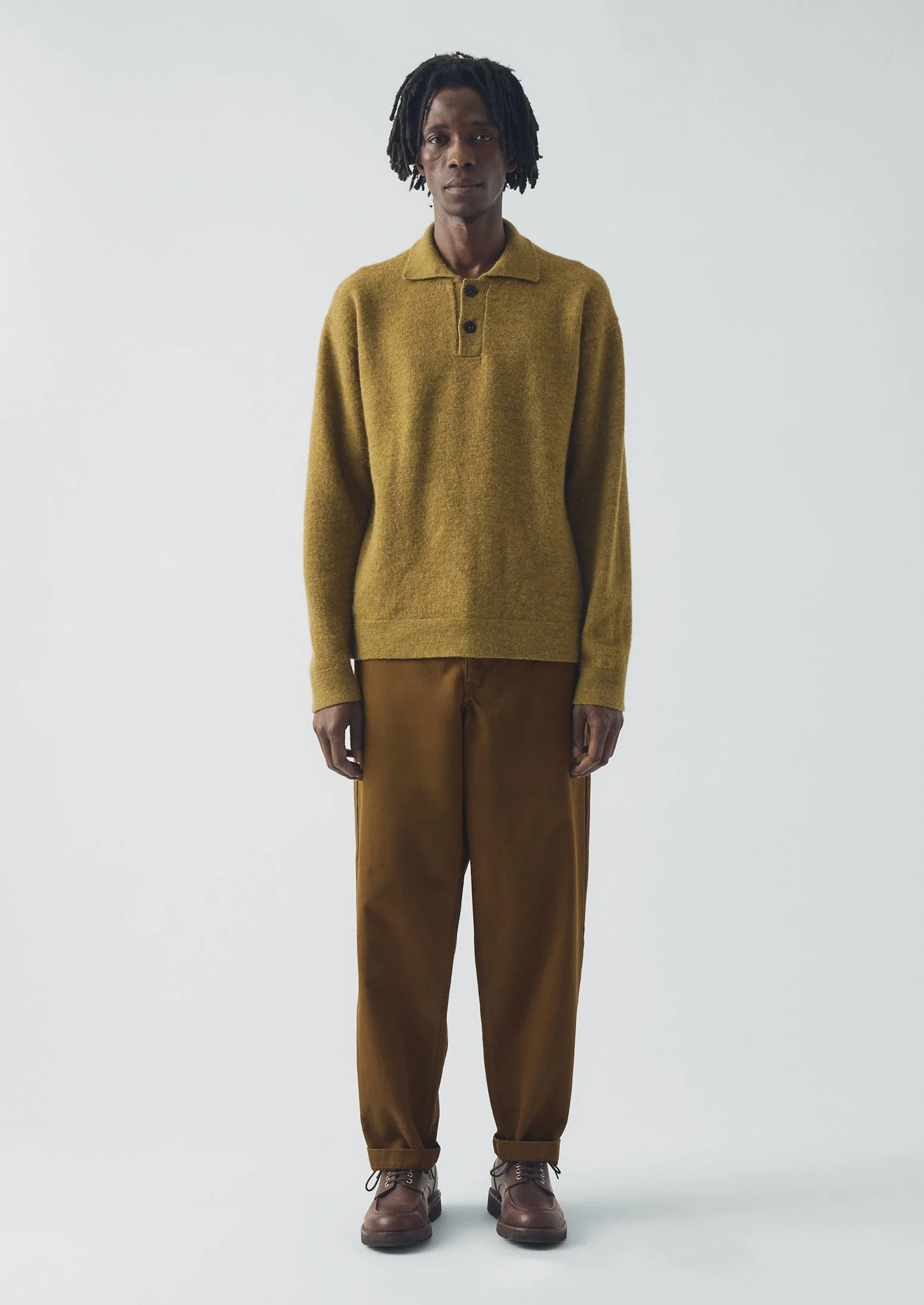 Wool Alpaca Polo Sweater | Pear - Image 4